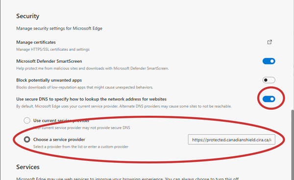 Select DoH and enter resolver address