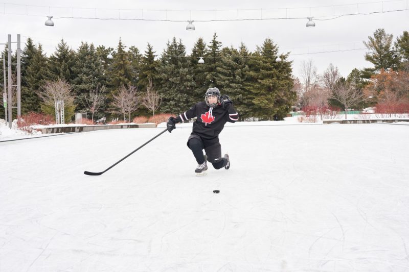 Hockey player celebrates