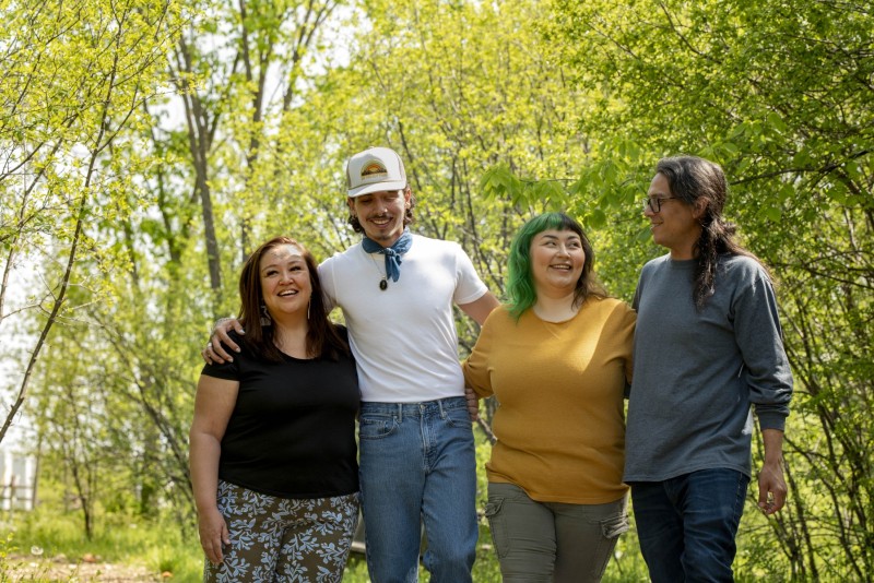 Friends having fun while on a hike